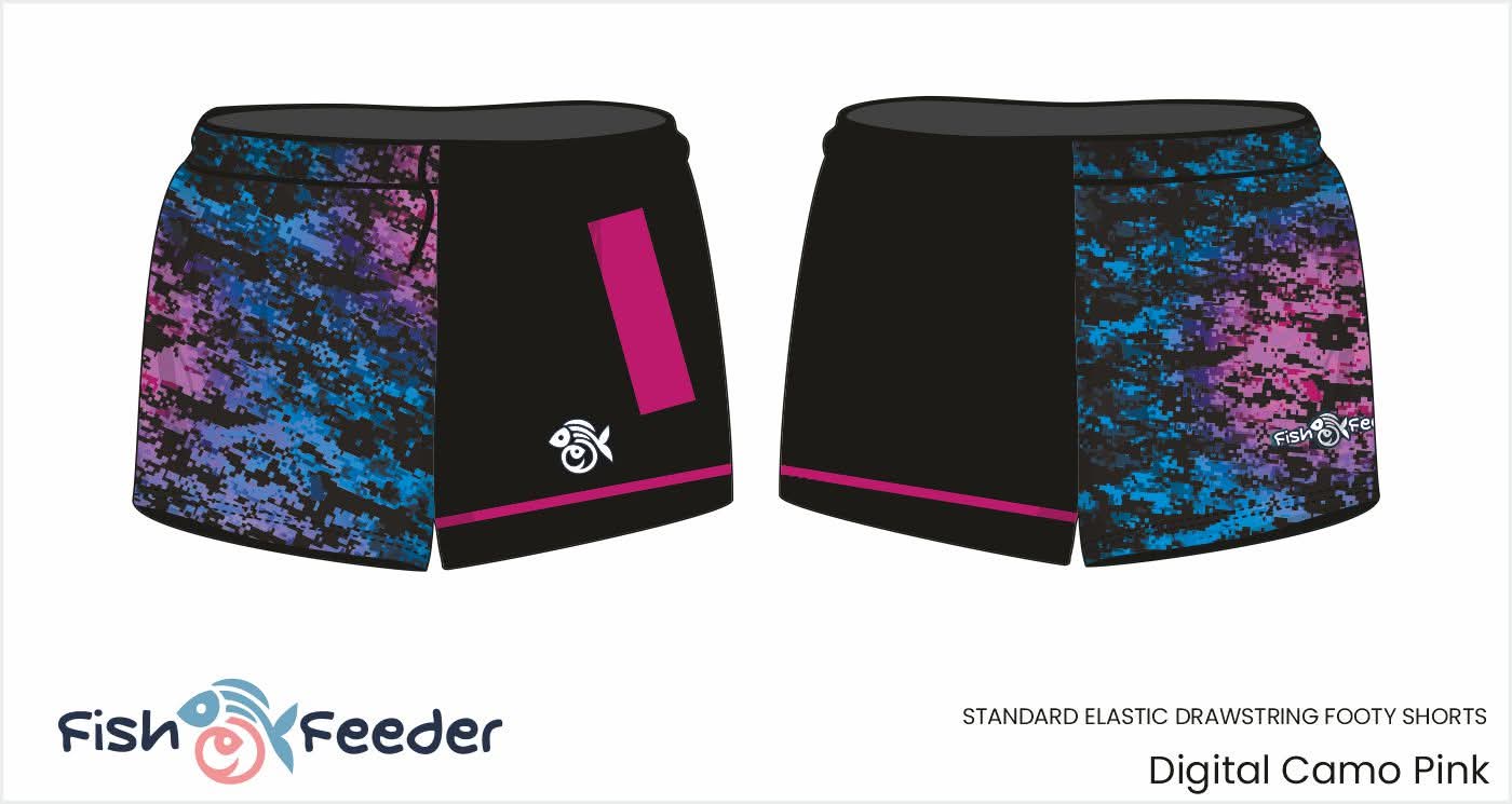 Digital Camo Pink Fashion Footy Fishing Shorts