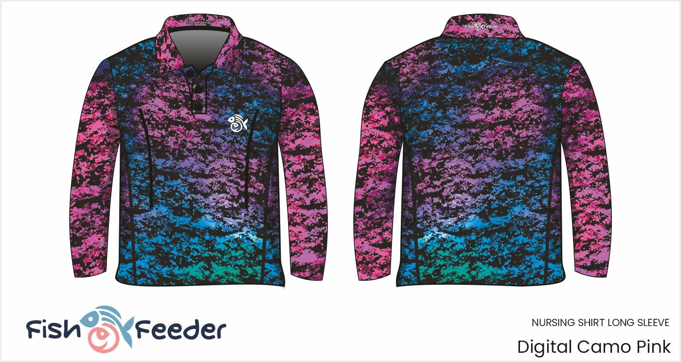 Digital Camo Pink Fishing Shirt – Long Sleeve