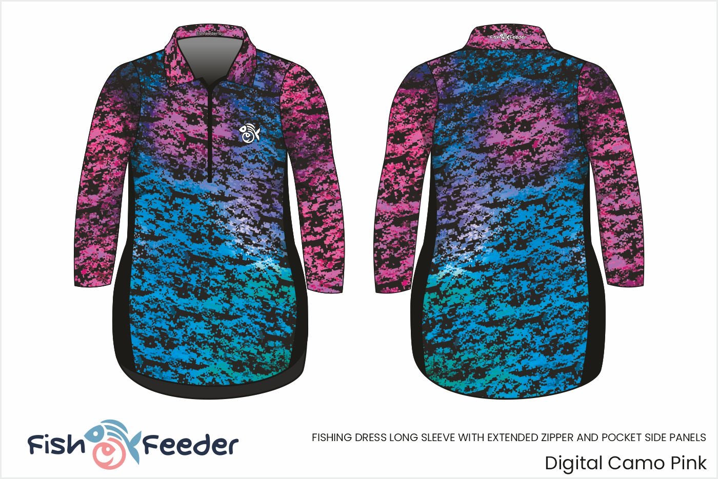 Digital Camo Pink Fishing Dress - Long Sleeve