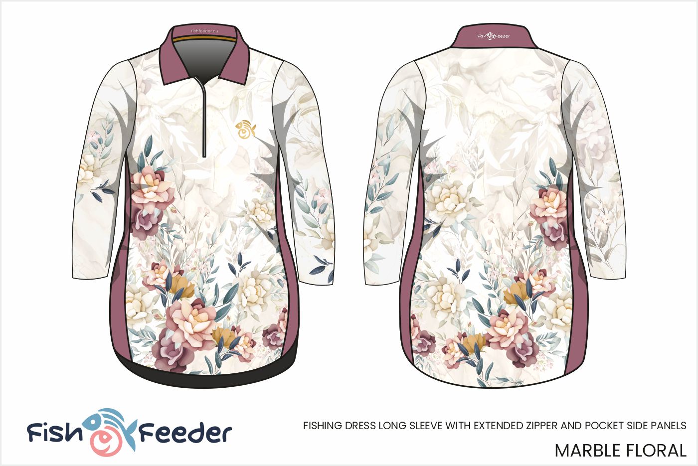 Marble Floral Dress - Long Sleeve