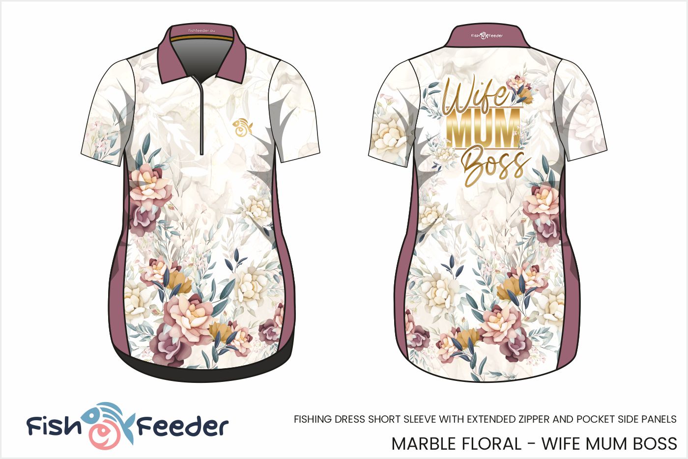 Wife Mum Boss Marble Floral Dress - Short Sleeve