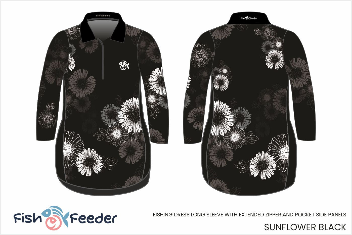 Sunflower Black Dress - Long Sleeve