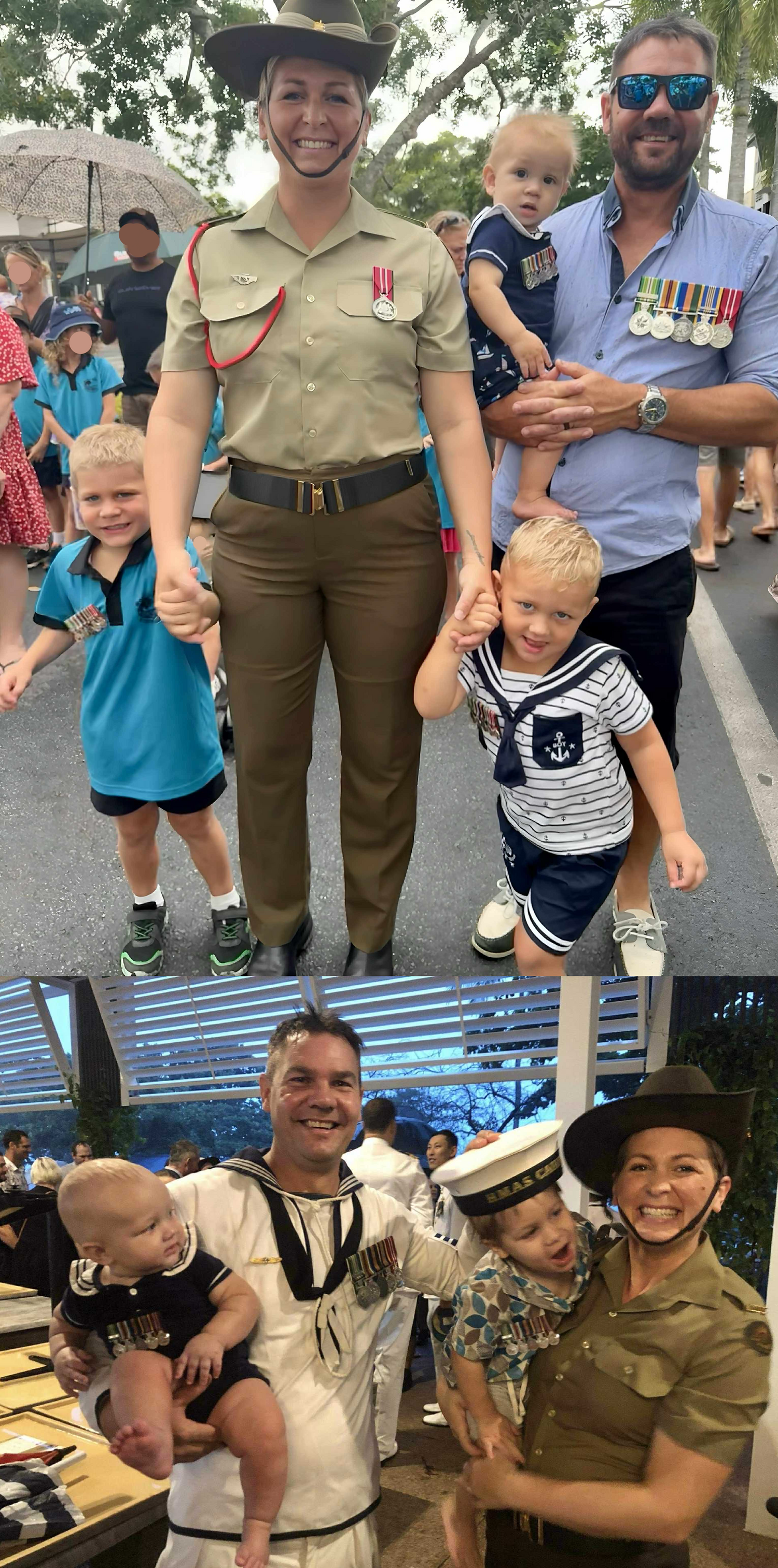 Female-Soldier-Male-Sailor-Marching-With-Their-Kids-Together-As-A-Family-On-ANZAC-Day
