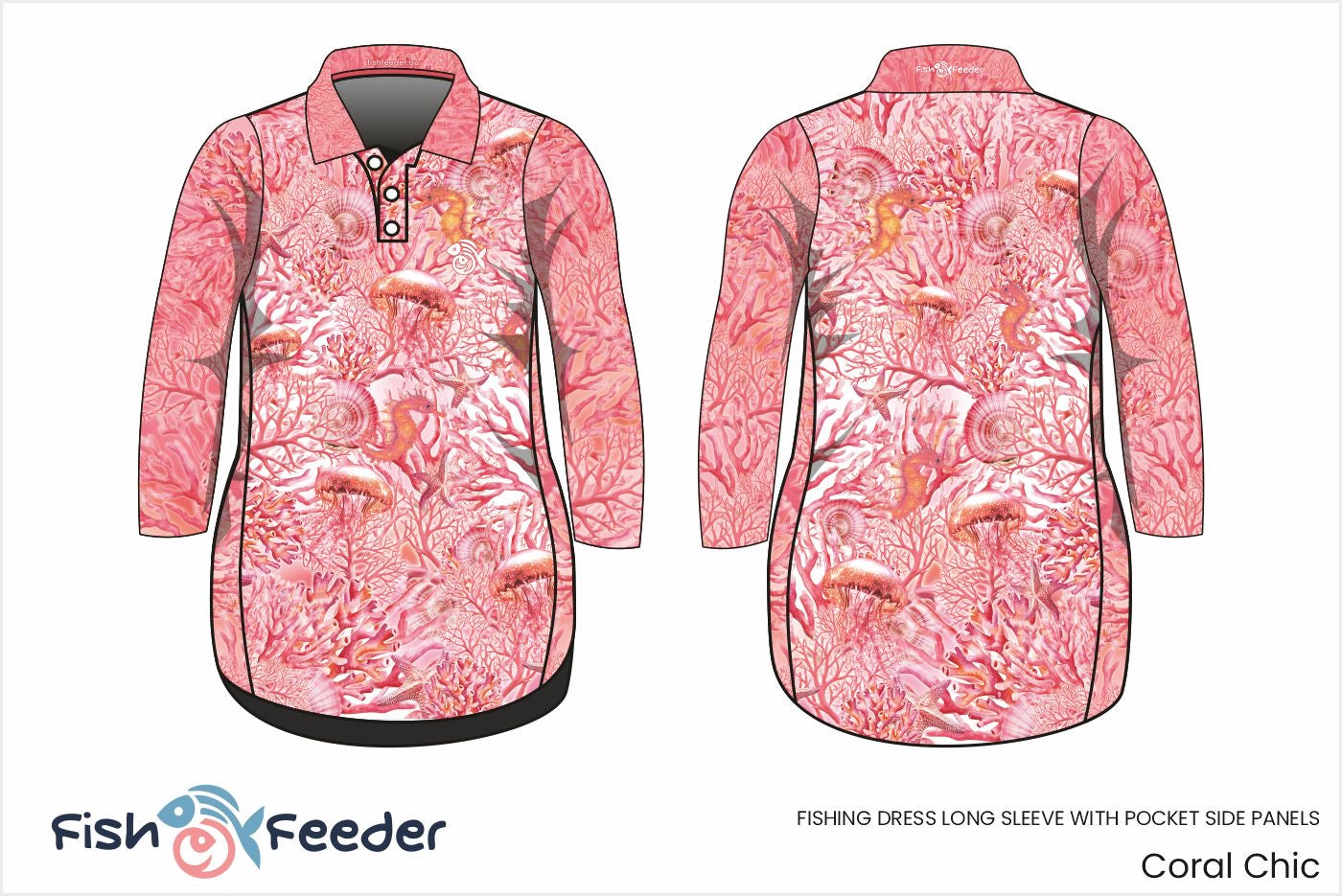 Girls Coral Chic Fishing Dress - Long Sleeve