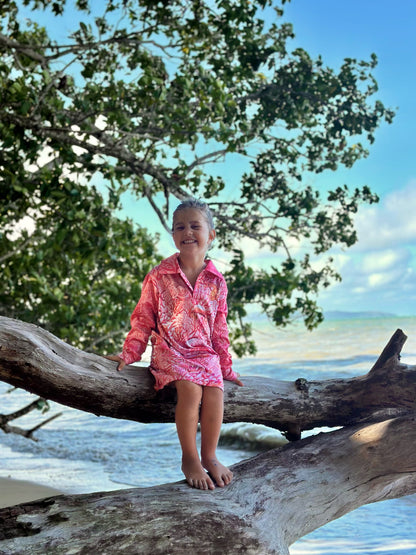 Girls Coral Chic Fishing Dress - Long Sleeve