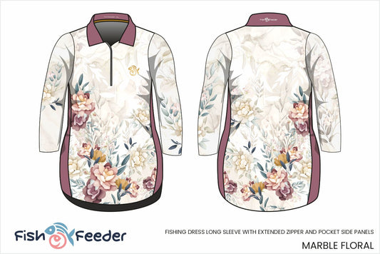Marble Floral Dress - Long Sleeve