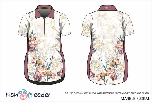 Marble Floral Dress - Short Sleeve