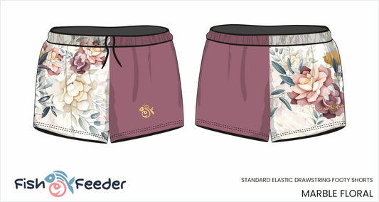 Marble Floral Fashion Footy Fishing Shorts