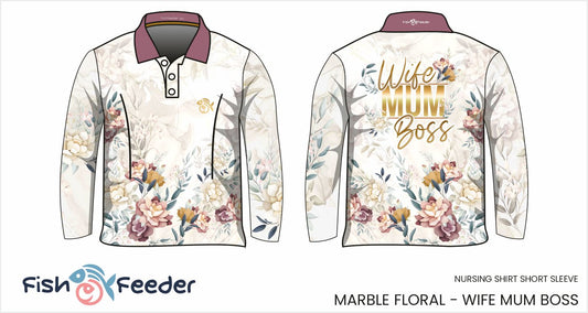 Wife Mum Boss Marble Floral Shirt - Long Sleeve