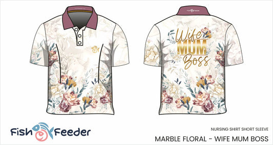 Wife Mum Boss Marble Floral Shirt - Short Sleeve