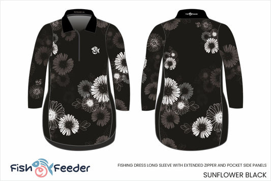 Sunflower Black Dress - Long Sleeve