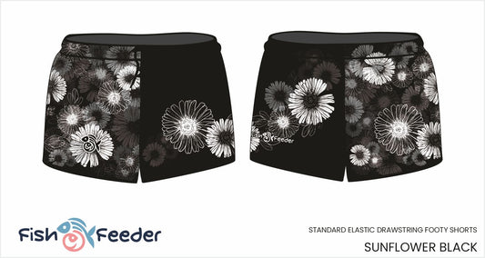 Sunflower Black Fashion Footy Fishing Shorts